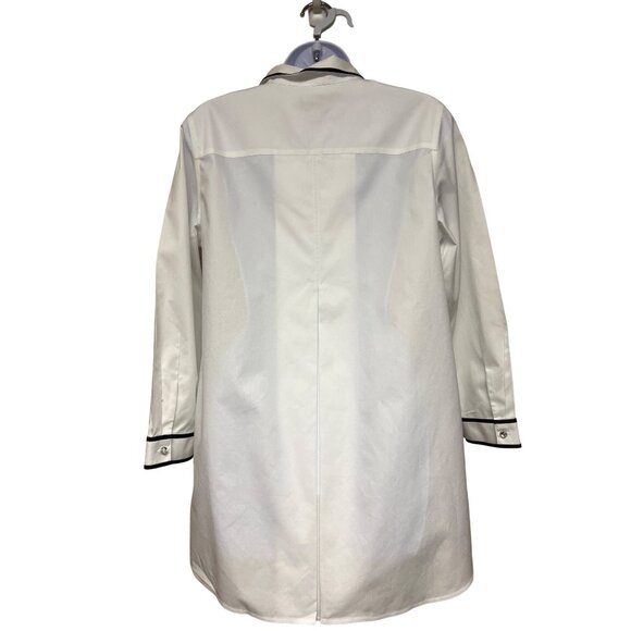 Chicos Women's Blouse White Button Up No Iron Cotton Contrast Trim Tunic Medium - Picture 5 of 13